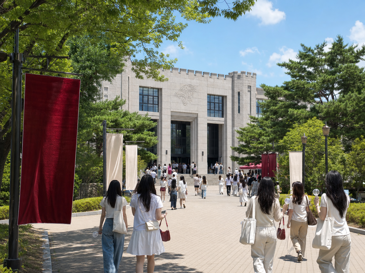 前往高丽大学化汀体育馆的演出观众