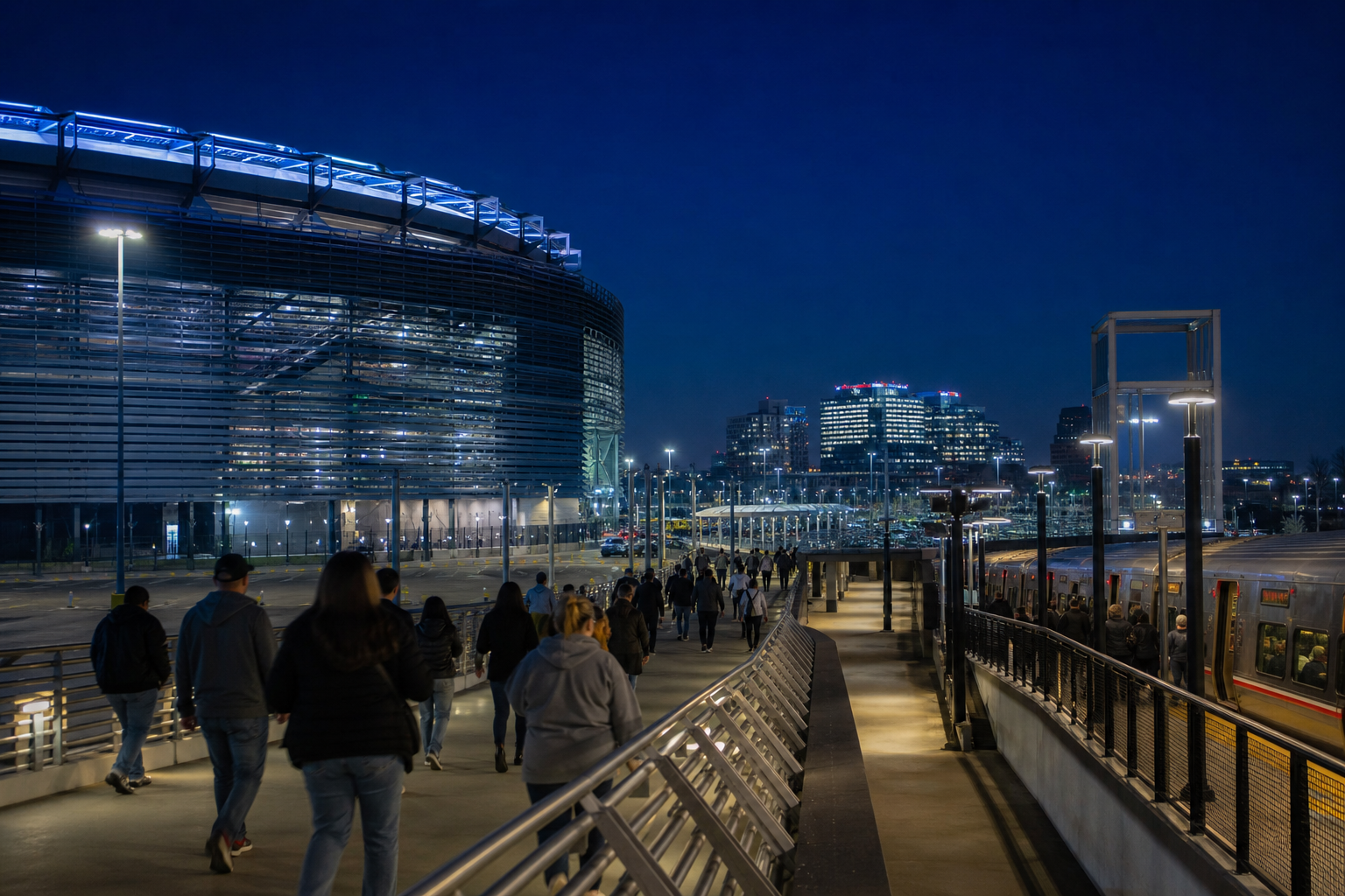 BIGBANGニュージャージー公演後にMetLife StadiumからMeadowlands列車へ向かう観客