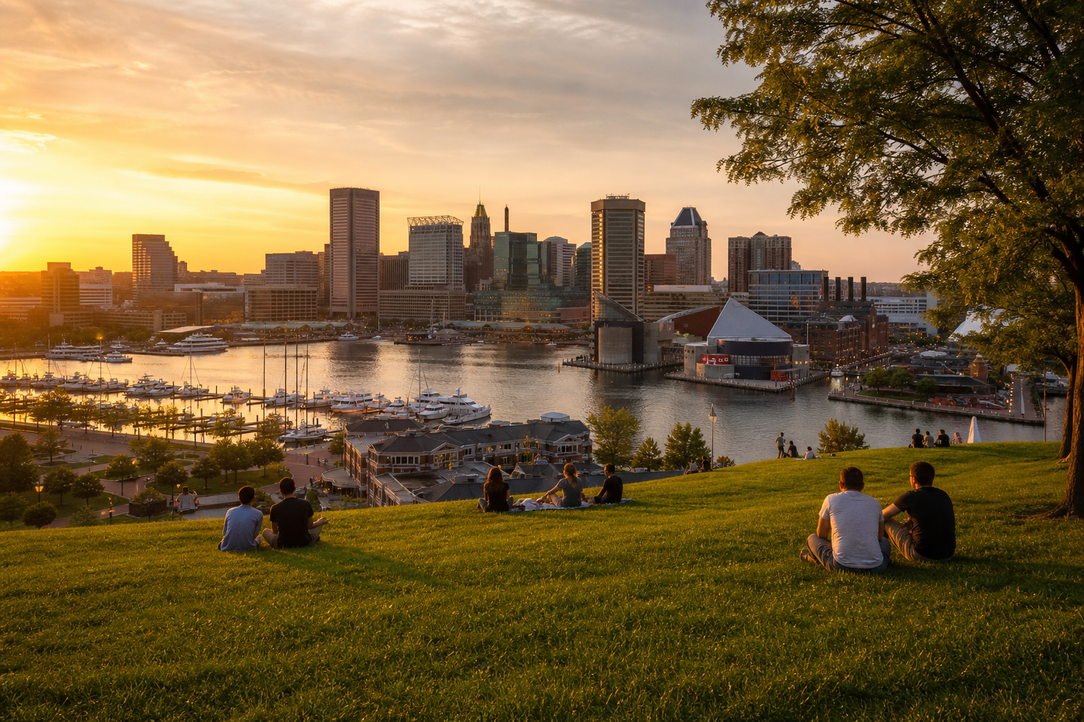 从Federal Hill Park眺望巴尔的摩港