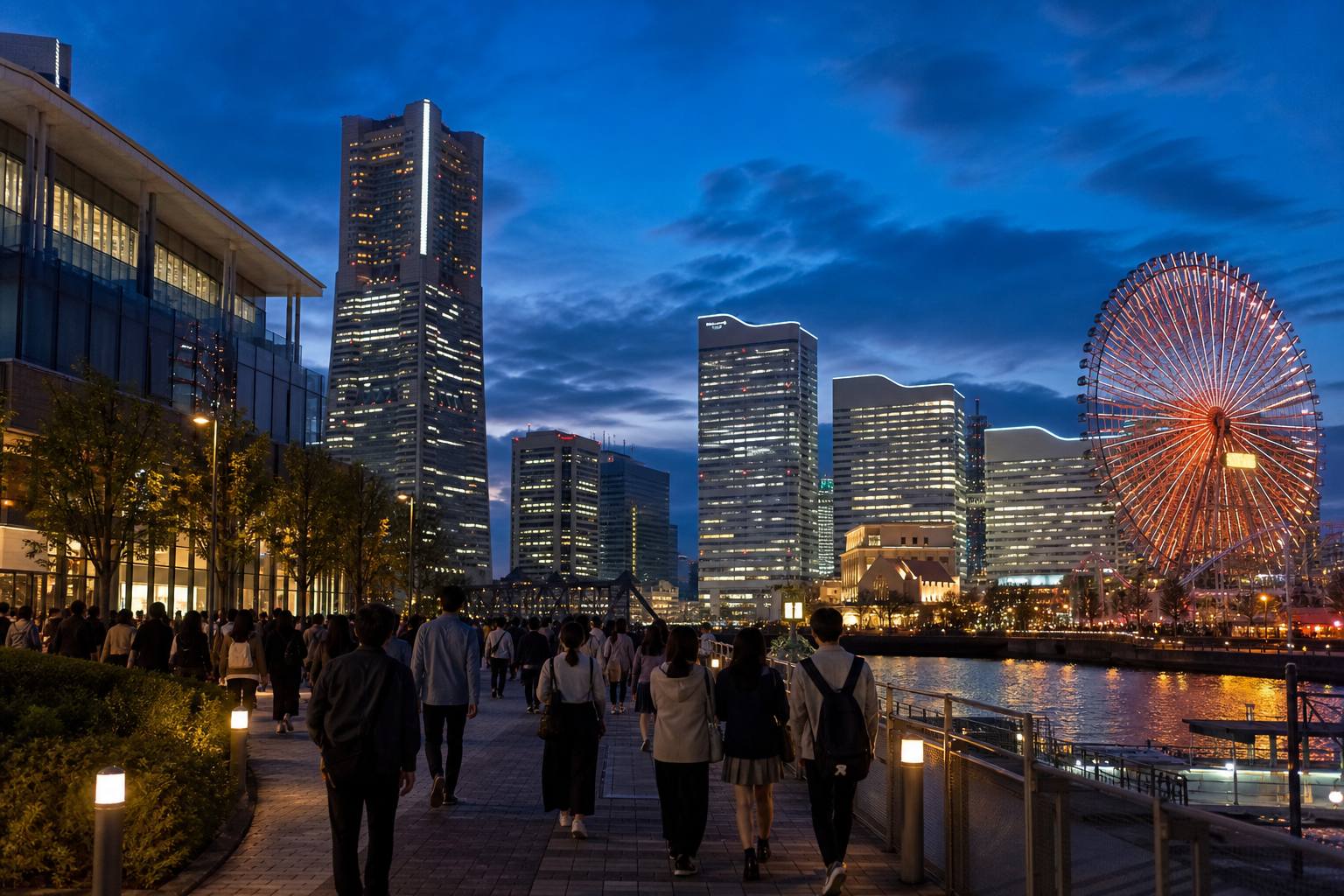 CORTIS橫濱演唱會後觀眾經過港未來夜景前往櫻木町站