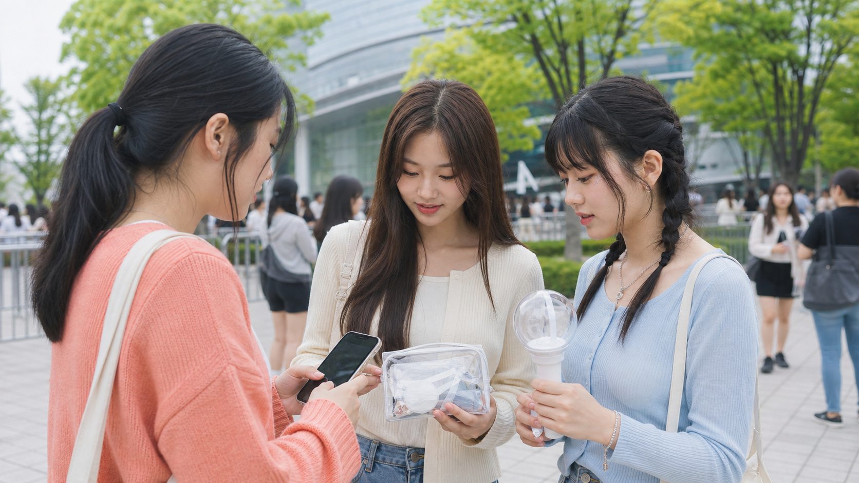 入场前确认电子票和证件的观众