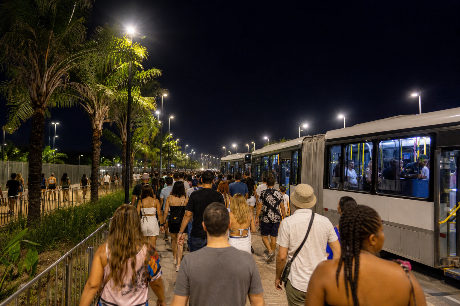 Festival visitors following the official BRT return route after Stray Kids at Rock in Rio