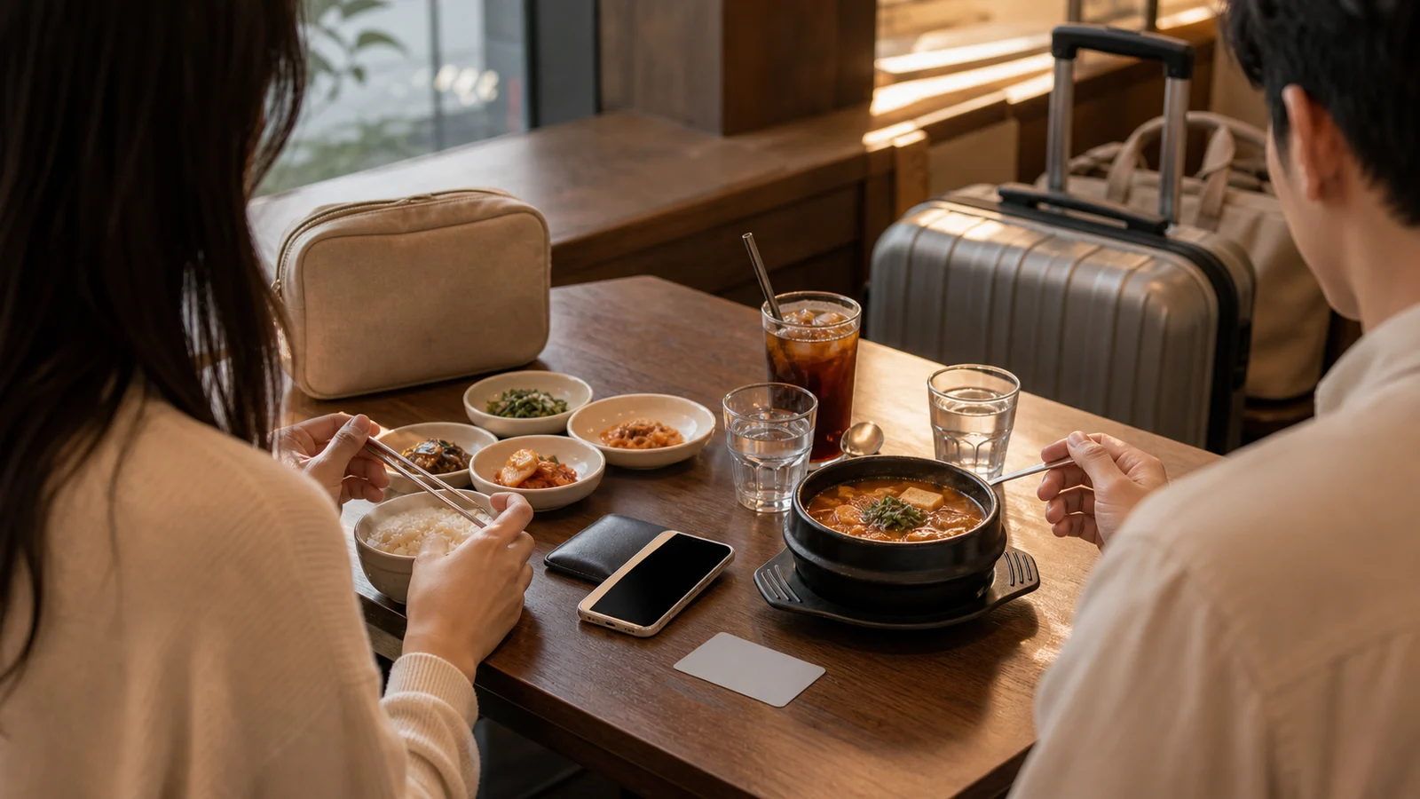 리무진 버스와 택시를 비교하는 도착 직후 선택