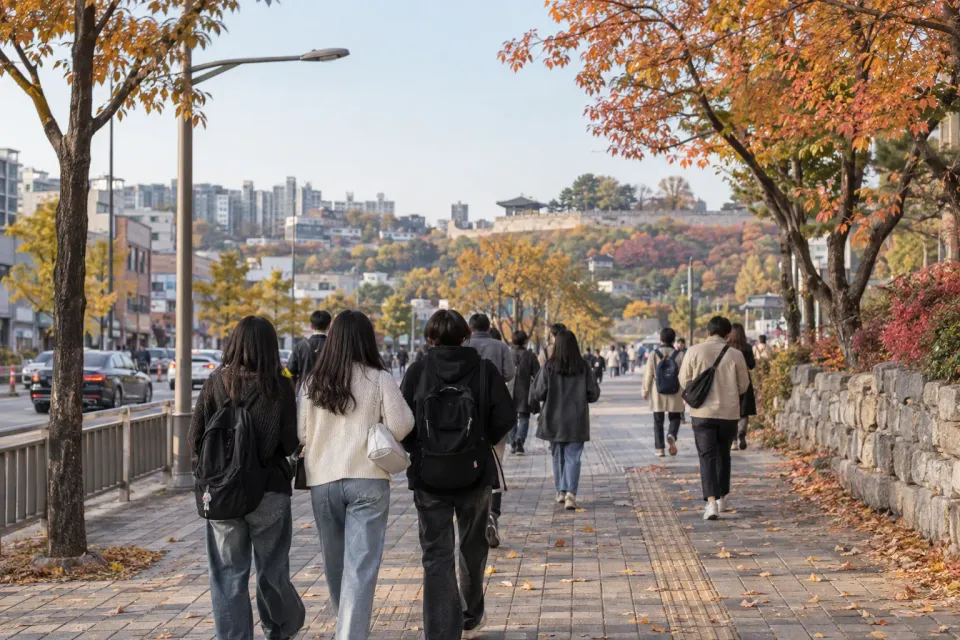 수원 인계동의 대중교통 접근과 공연 방문을 표현한 여행 편집 이미지