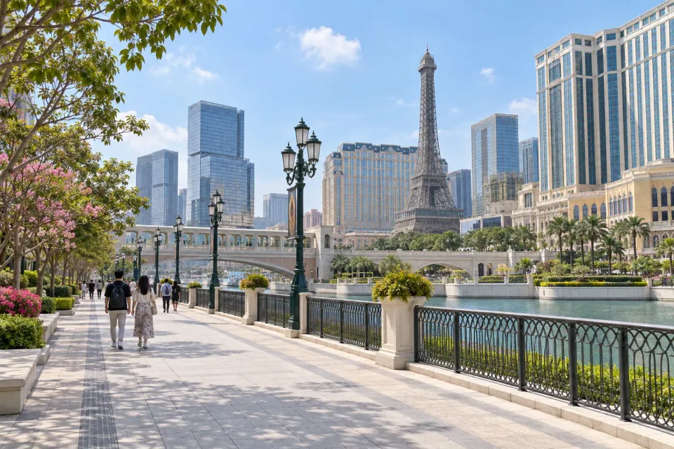 AI illustration expressing Cotai's modern city and promenade atmosphere