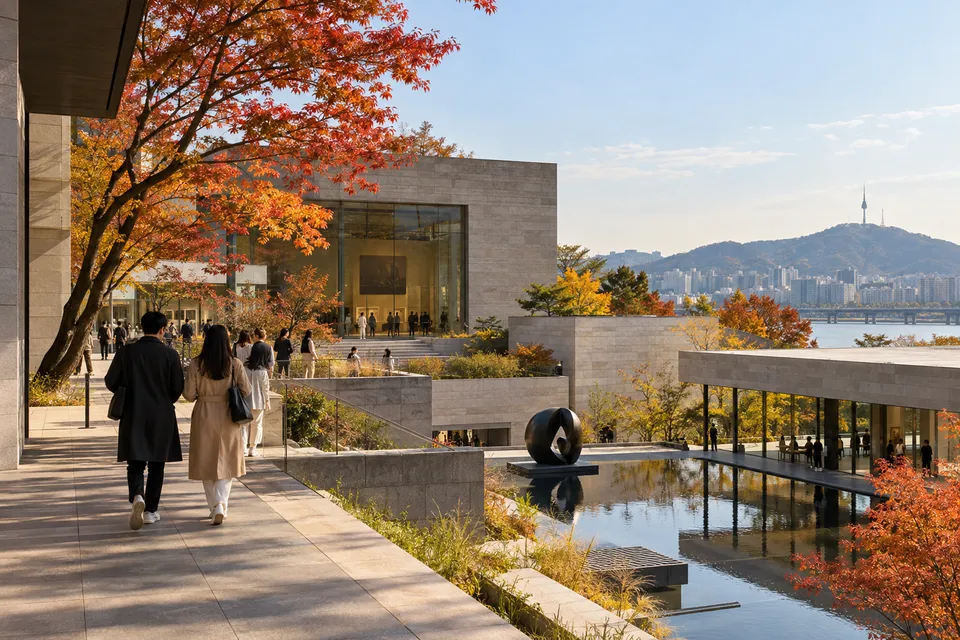 AI-generated illustration of a pre-concert museum courtyard outing in Hannam