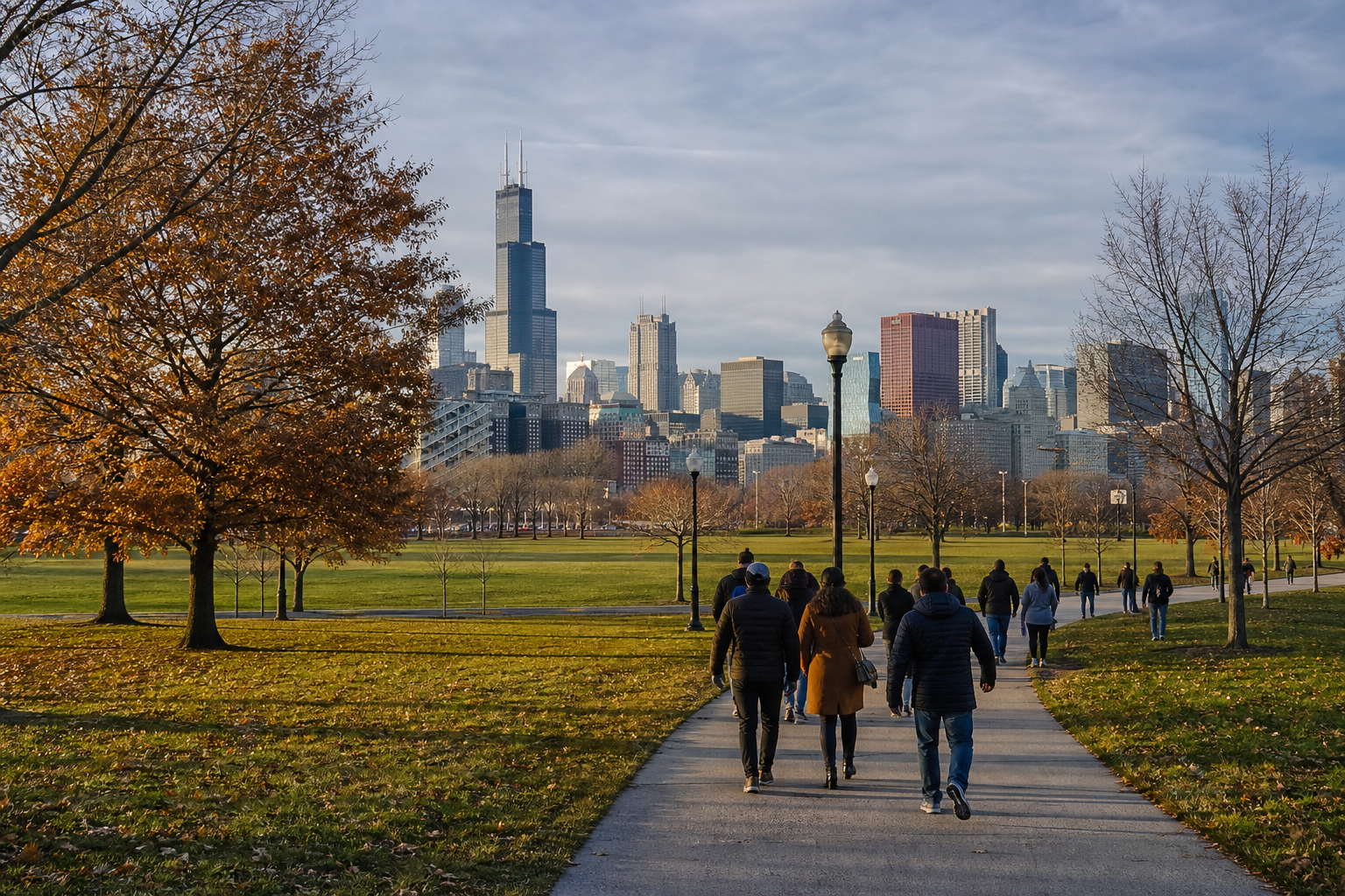 Chicago Union Park의 산책로와 도시 풍경, XG 공연 전 짧은 여행 동선