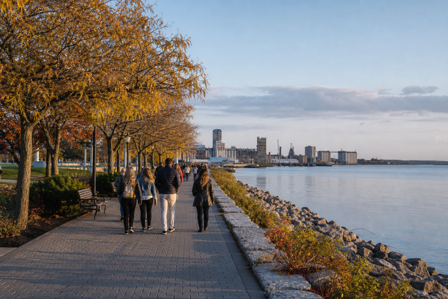 HamiltonのBayfront Parkにある散策路と街並み、XG公演前の短い観光動線