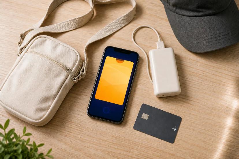 Mobile ticket and small bag prepared for concert entry