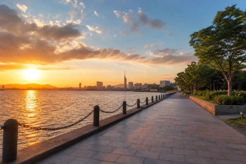Summer sunset along Hakata Bay