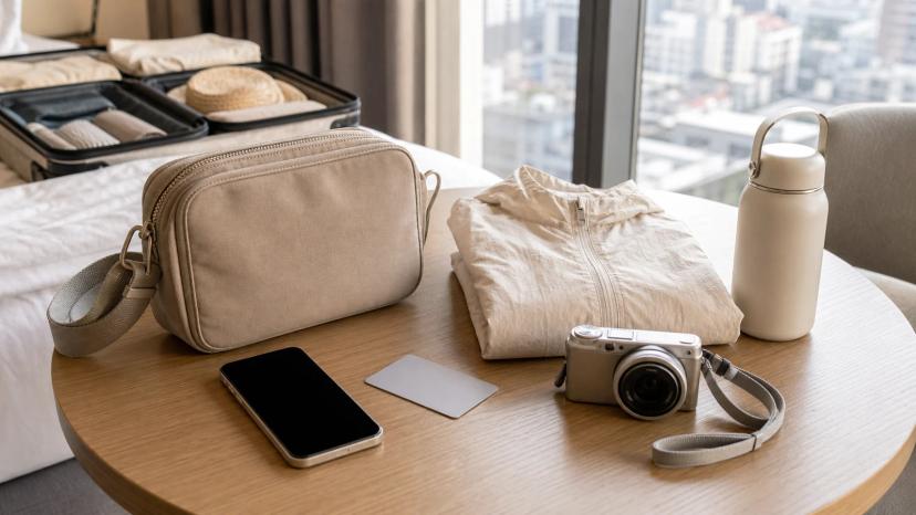 Daily carry bag after hotel unpacking