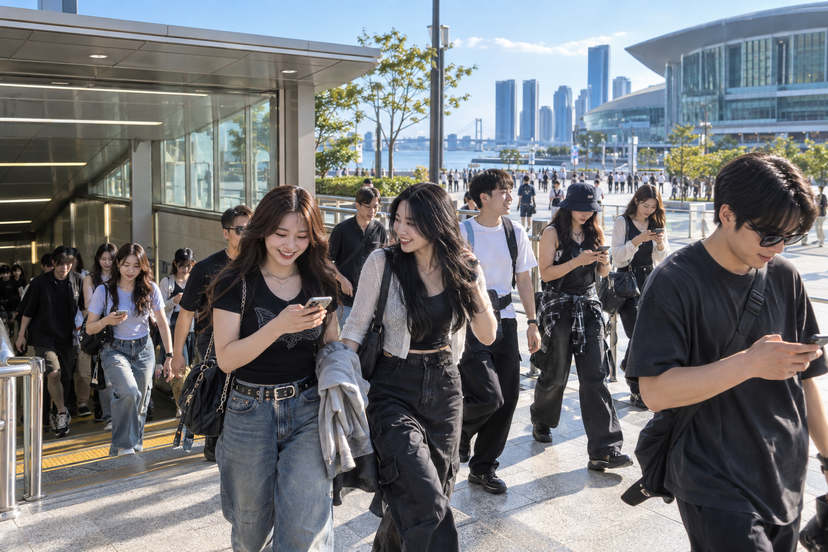부산 공연장으로 이동하는 콘서트 관람객